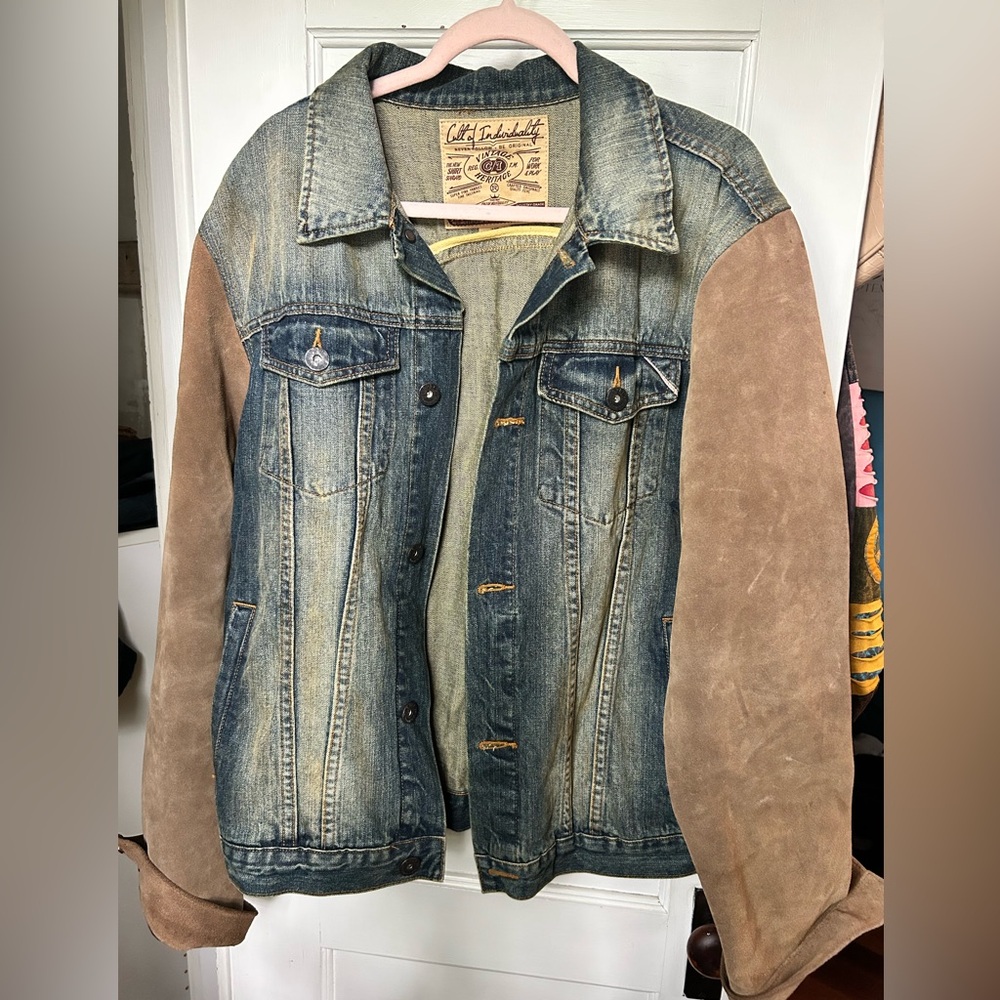 Cult of Individuality Denim Jacket with Suede Accents